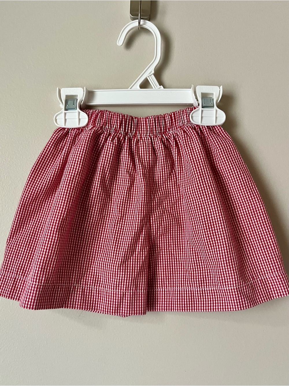 Boys Red Gingham Elastic-Waist Shorts